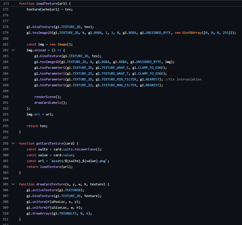Snippet of source code for graphics rendering