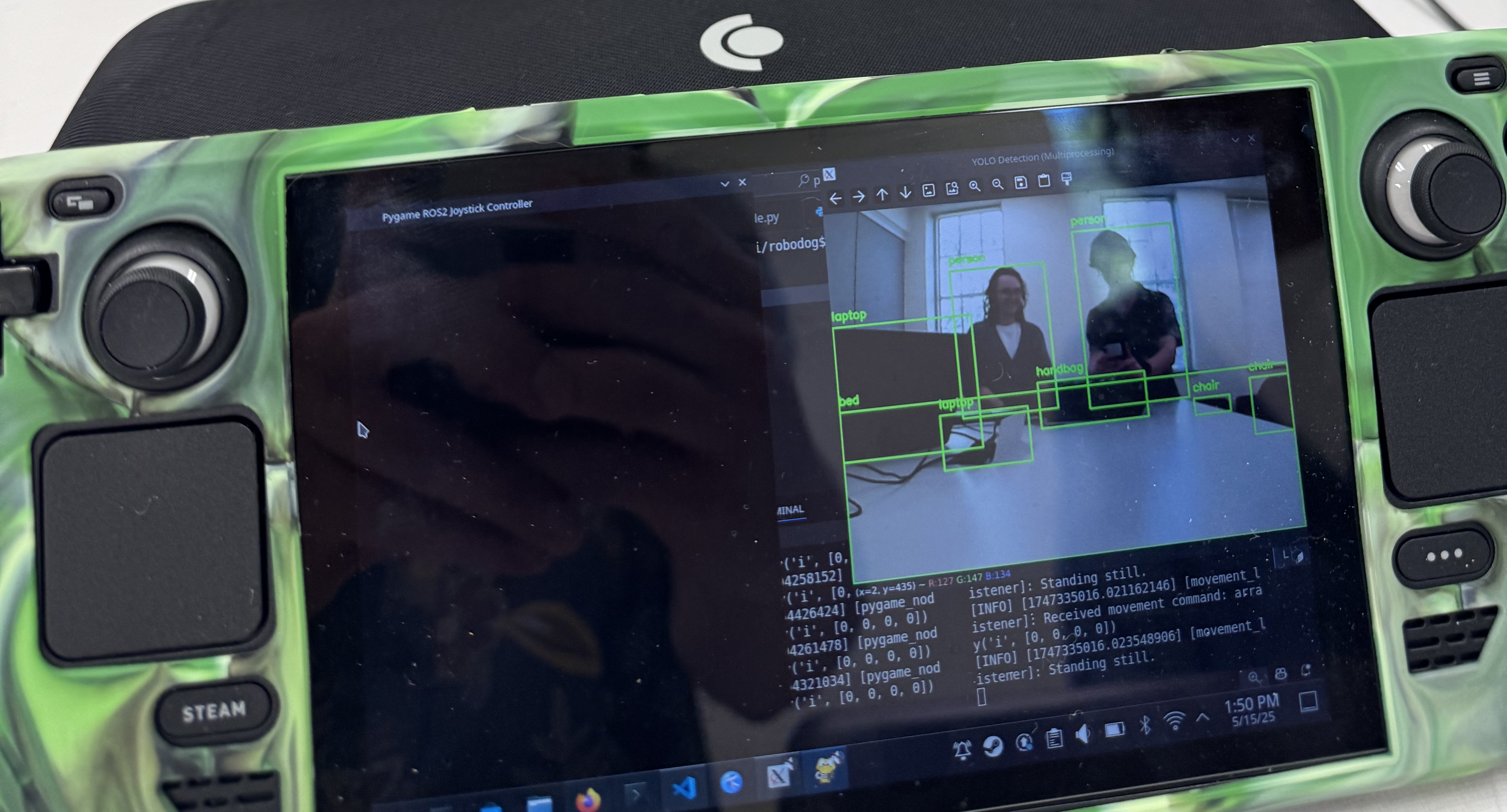 The Steam Deck with the object detection window showing